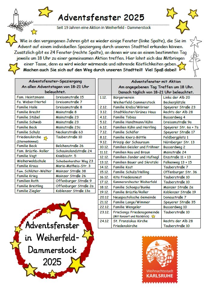 Flyer Advenstfenster Liste 2025